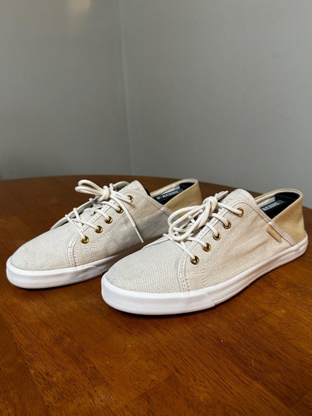 Tommy Hilfiger Beige and White Canvas Sneakers